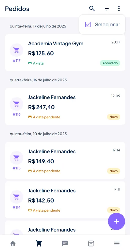 Selecionar pedidos
