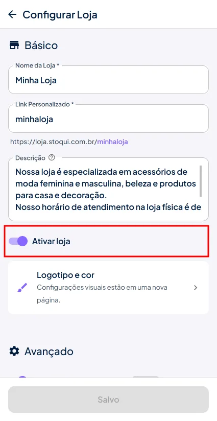 Ativar loja