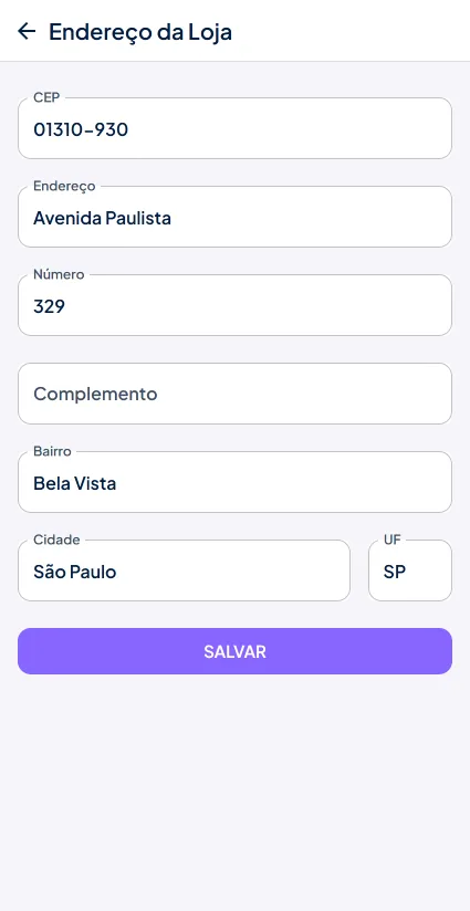 Endereço da loja