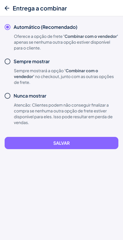 Entrega a combinar config