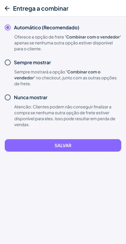 Entrega a combinar config