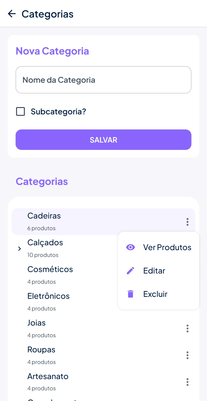 Excluir categoria