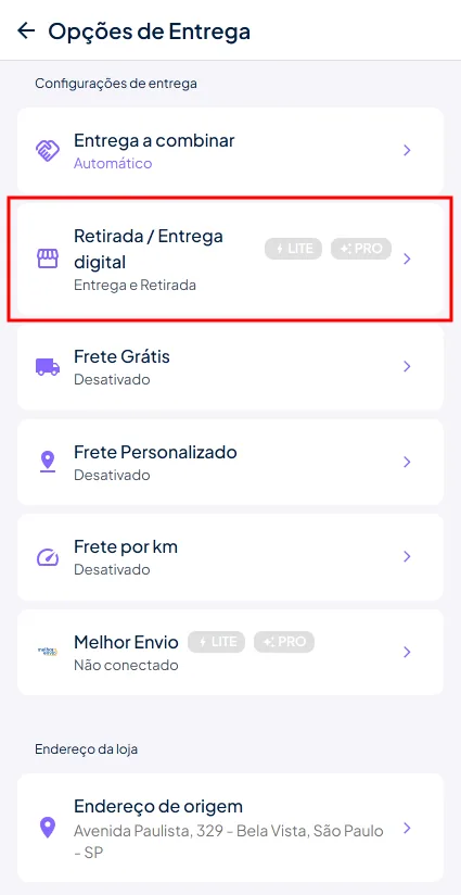 Retirada na loja