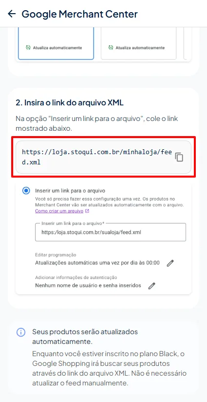 Link do arquivo XML Stoqui