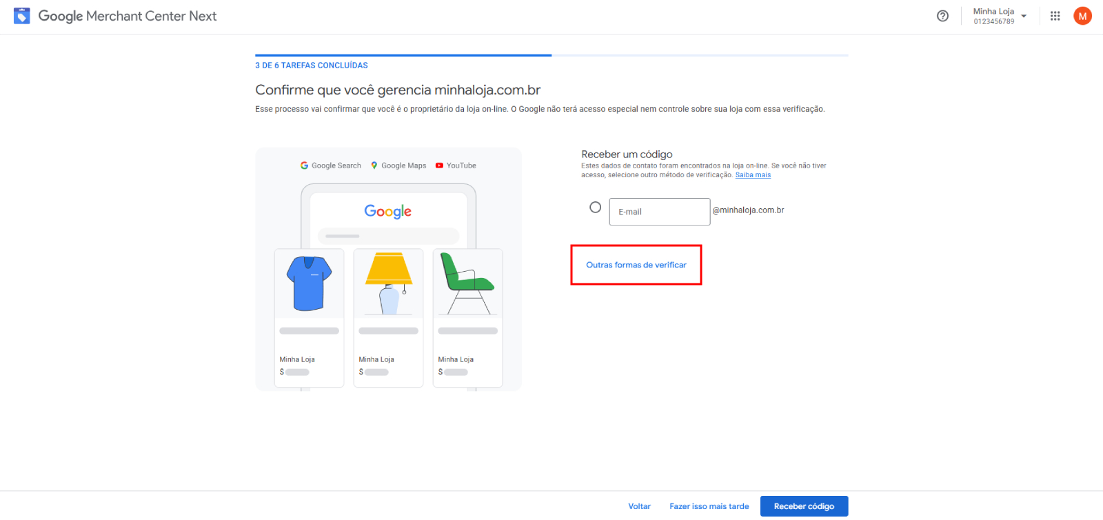 Verificar domínio - tag HTML