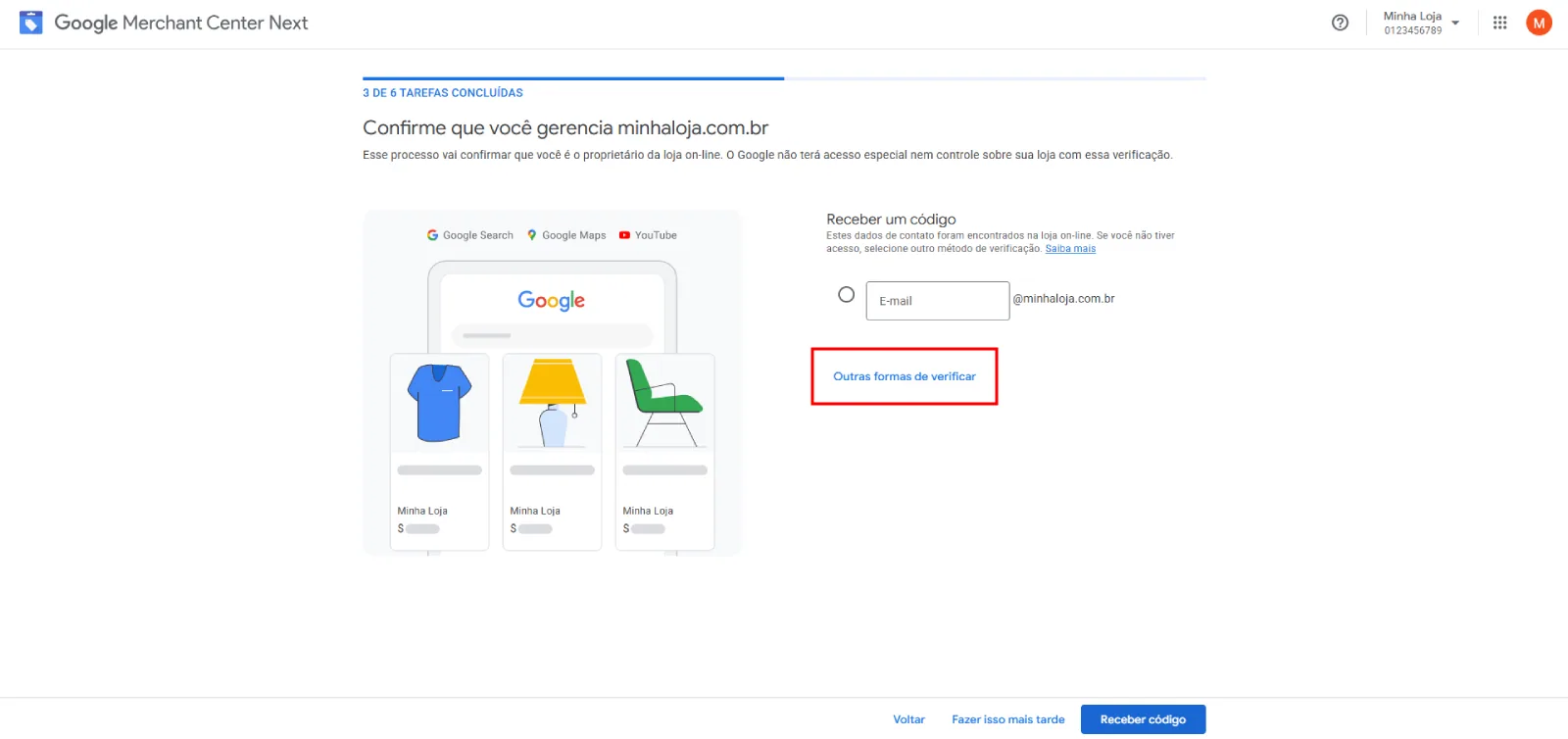 Verificar domínio - tag HTML