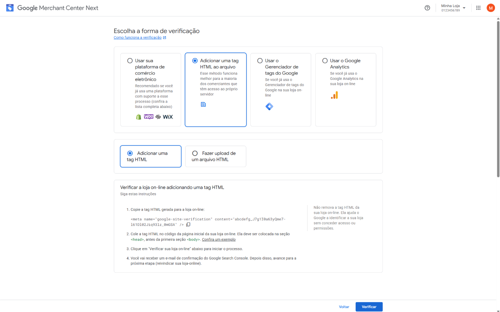 Configurar tag no Stoqui
