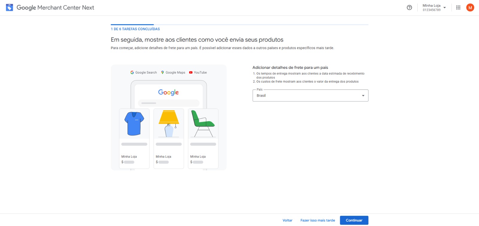 Configurar frete - horário limite