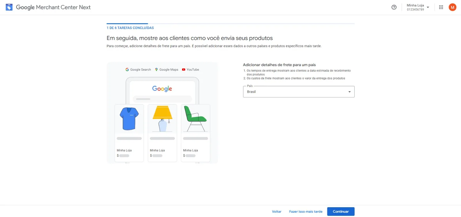 Configurar frete - horário limite