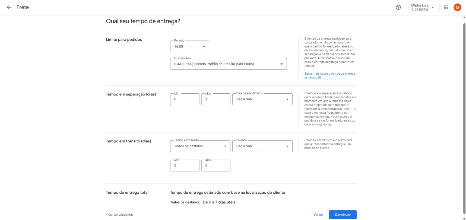 Tempo de separação e trânsito