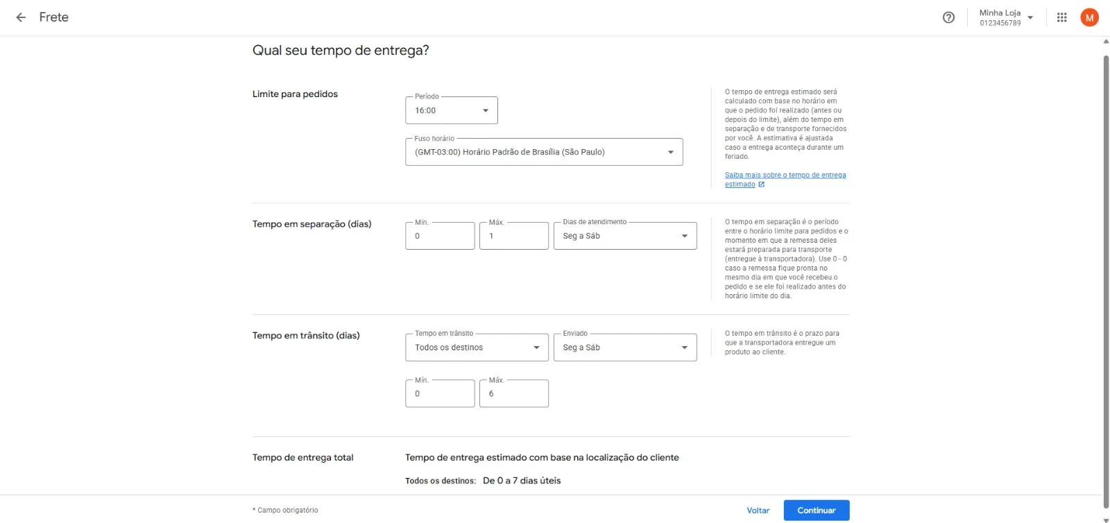 Tempo de separação e trânsito