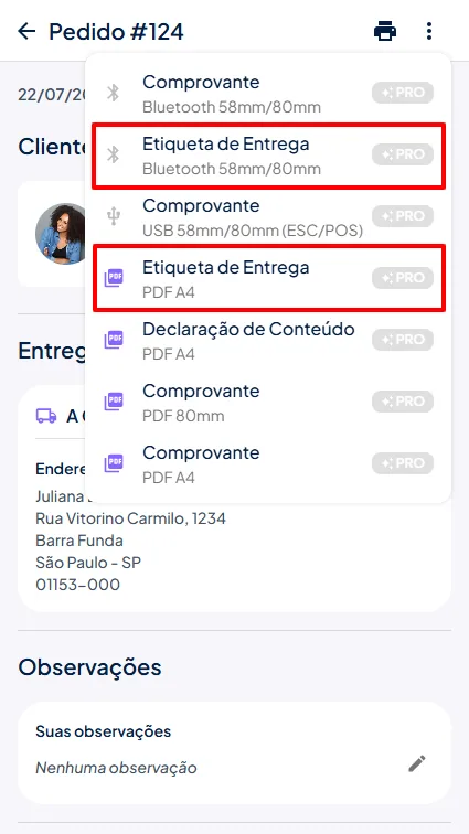Menu etiqueta