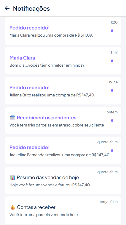 Notificações lembrete