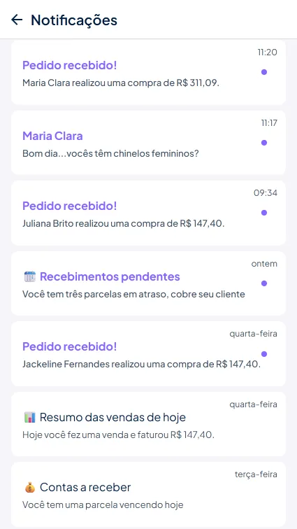 Notificações lembrete