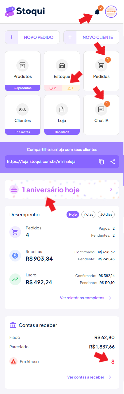 Notificações internas