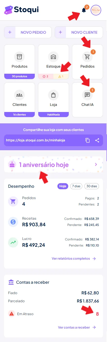 Notificações internas