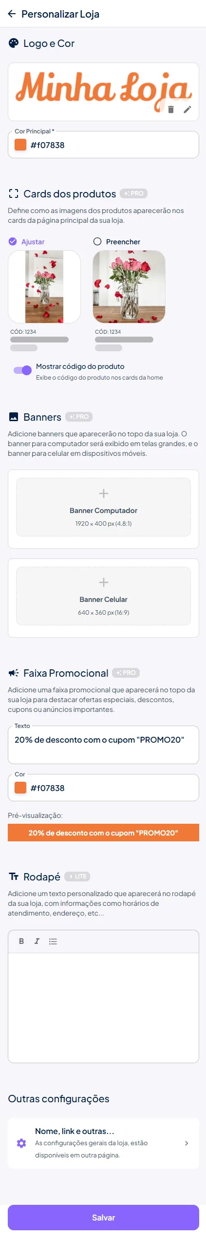 Personalizar loja