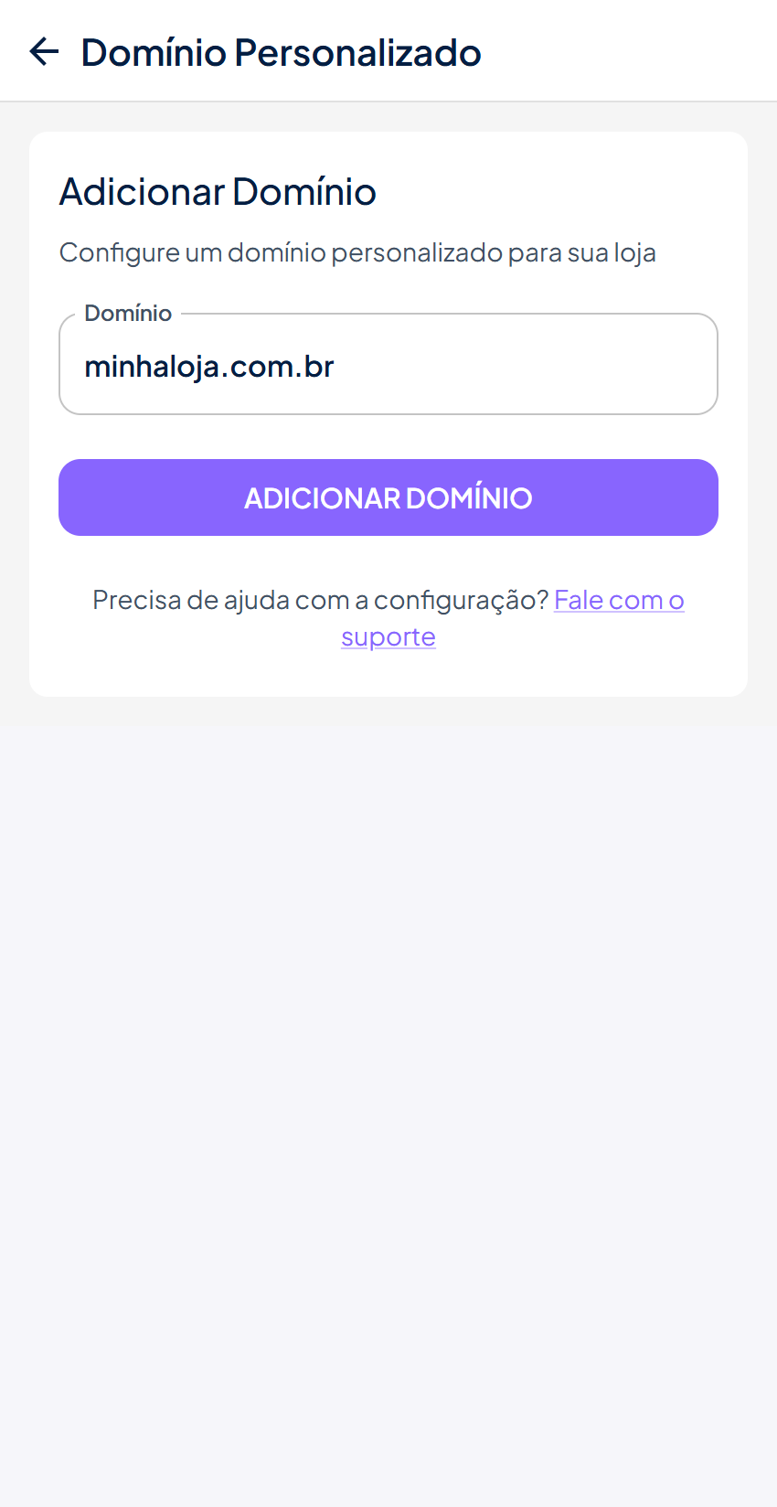 Domínio no app