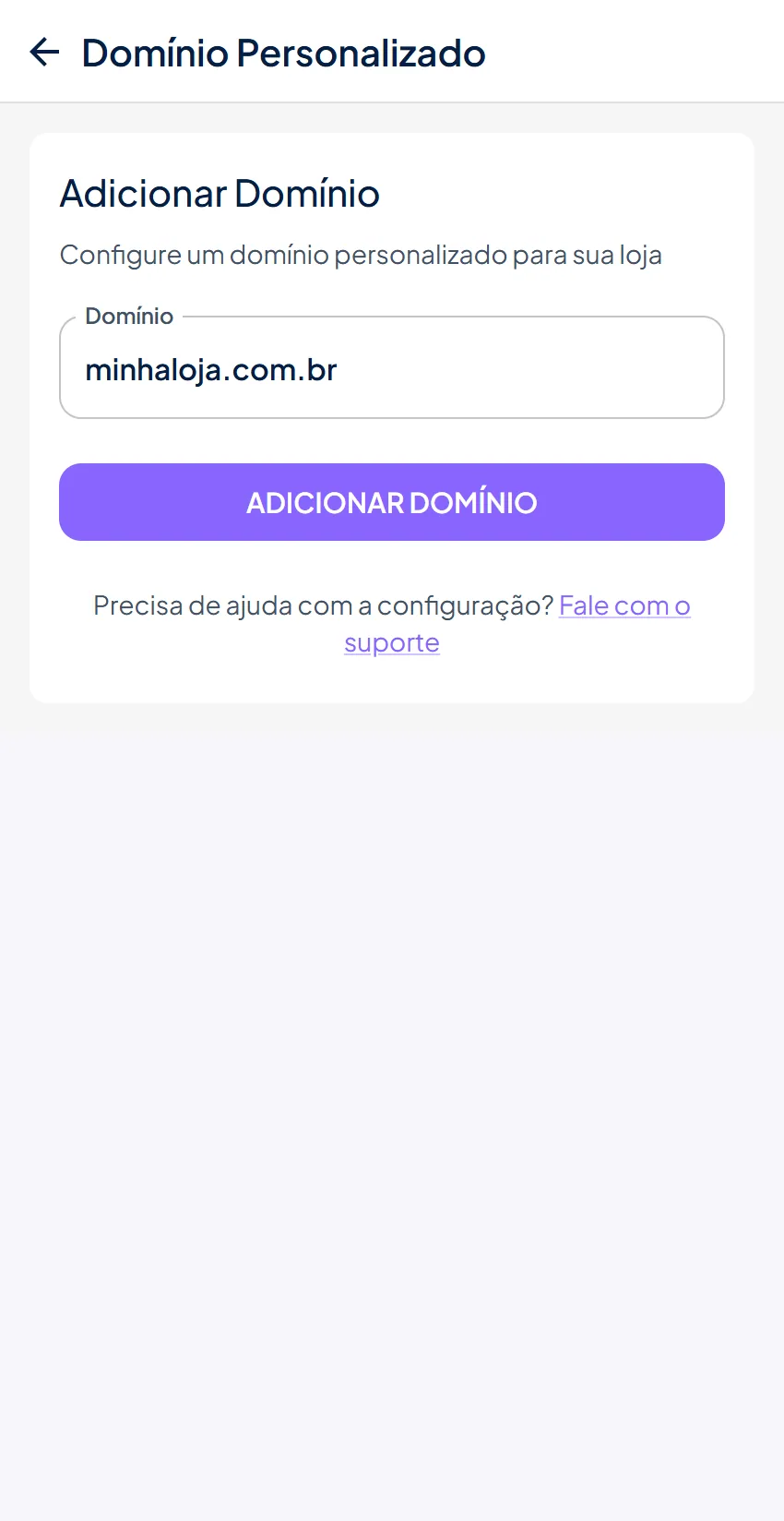 Domínio no app