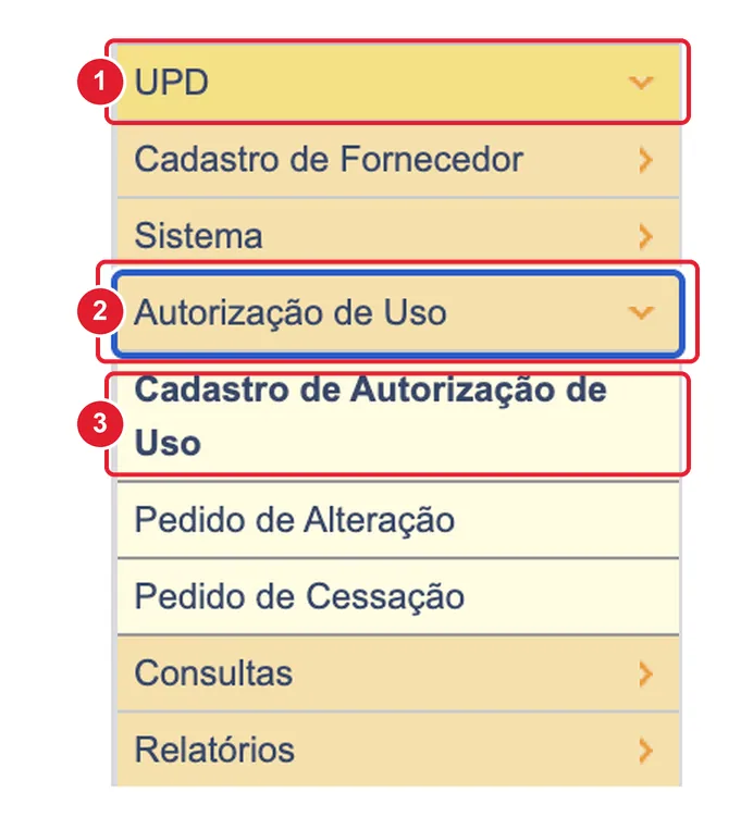 Menu UPD no portal da Receita/PR