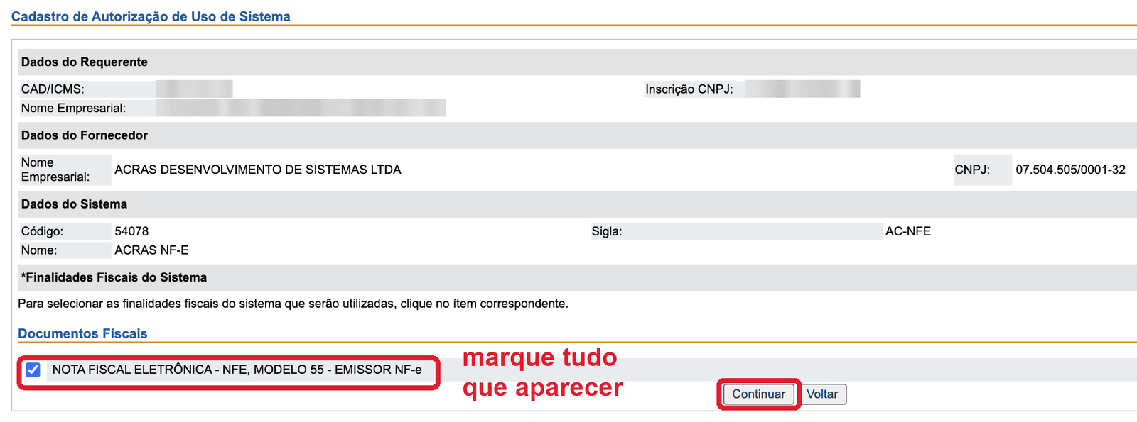 Documentos fiscais da NF-e