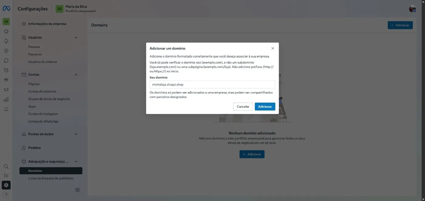Adicionar domínio