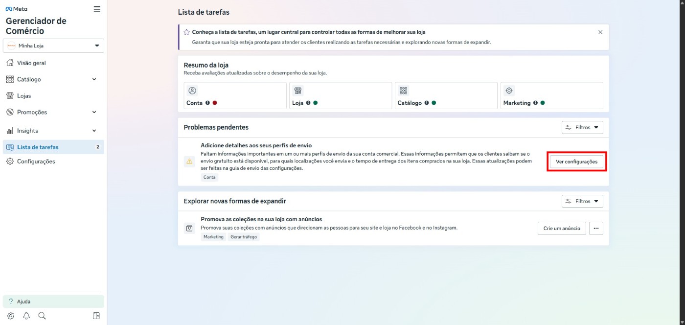 Criar perfil de envio