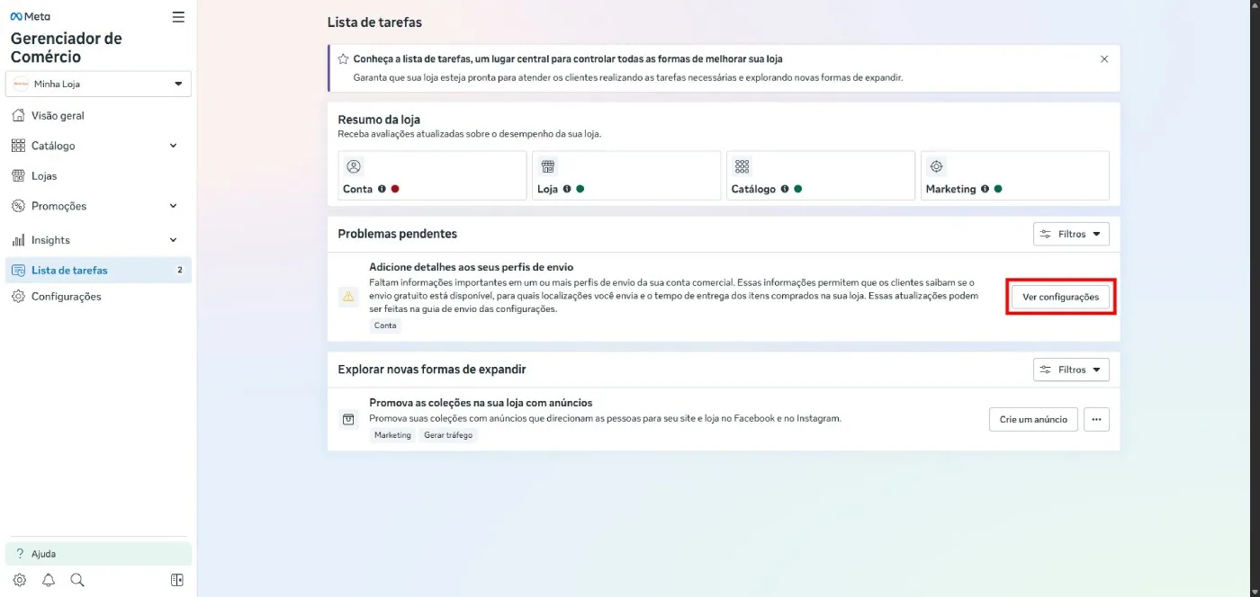 Criar perfil de envio