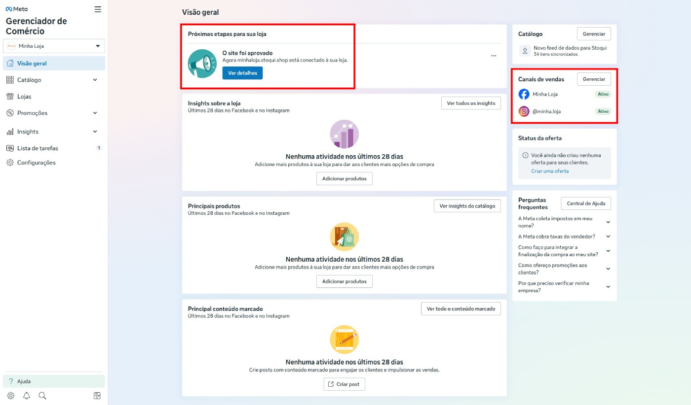 Canais ativos confirmação