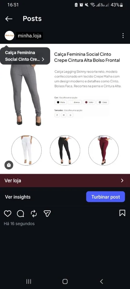 Produto marcado no post