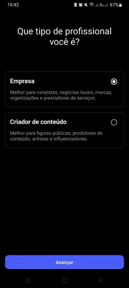 Escolha categoria